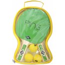 Donic-Schildkröt Tischtennis-Set Ping Pong, 2 Schläger mit Grün-Gelben Belägen, 3 Gelbe Bälle, in Tragetasche