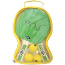 Donic-Schildkröt Tischtennis-Set Ping Pong, 2 Schläger mit Grün-Gelben Belägen, 3 Gelbe Bälle, in Tragetasche